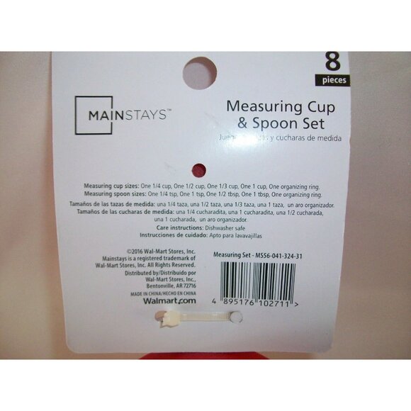 Red 8-Piece Measuring Cup Spoon Set Plastic Kitchen Dishwasher Safe - Picture 3 of 3